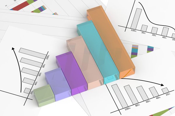 colorful business bar chart on documents