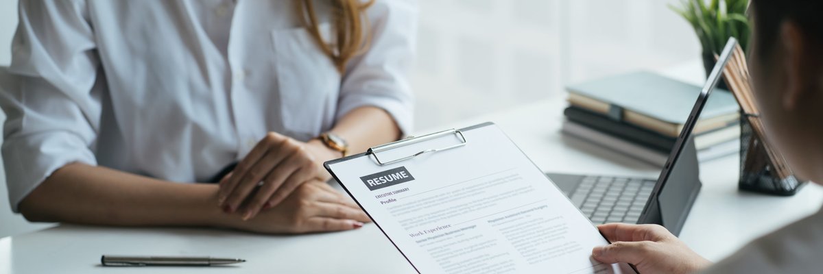 close up view of job interview in office focus