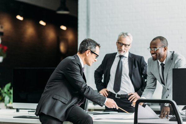 multiethnic businessmen discussing new business