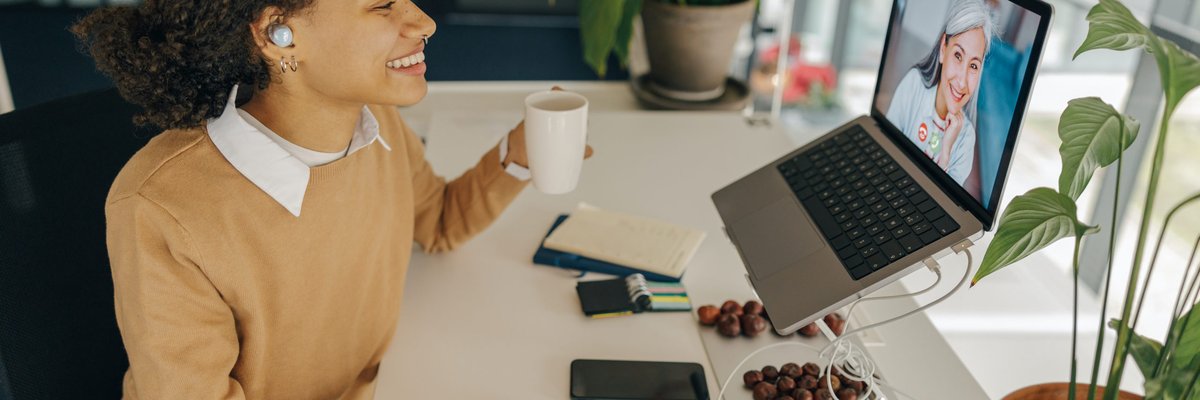 stylish business woman have video conference